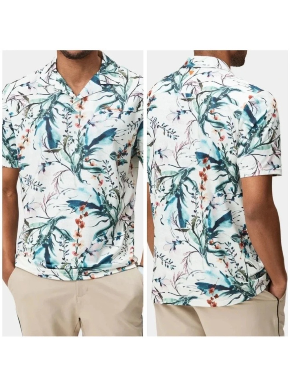 Macade Golf Badlands Floral Camp Polo, 4-Way Stretch, Lightweight Size Small